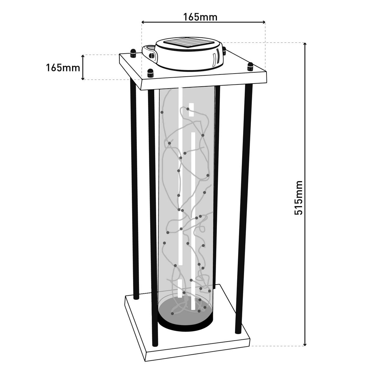 LED-Solarleuchte 5294922 schwarz Metall Glas B/H/T: ca. 16,5x51,5x16,5 cm LED Solarleuchte "FAIRYLIGHT" - schwarz (16,50/51,50/16,50cm) - Näve Leuchten