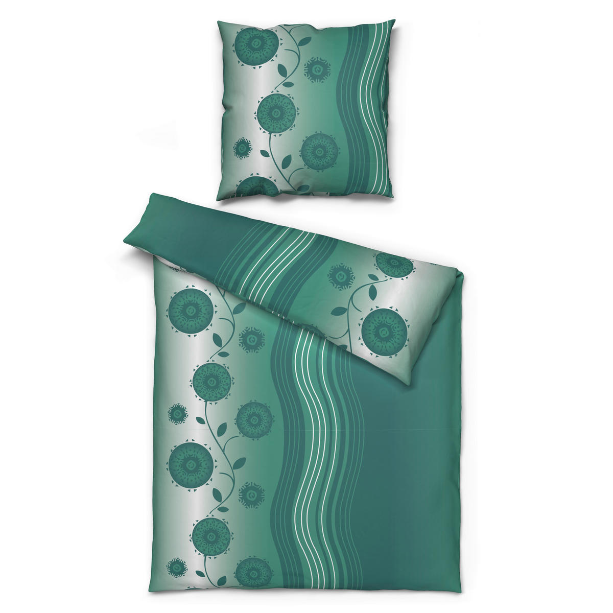 Microfaser Bettwäsche Fleece Bettwäsche_Fleece Blumen - grün (135,00/200,00cm)