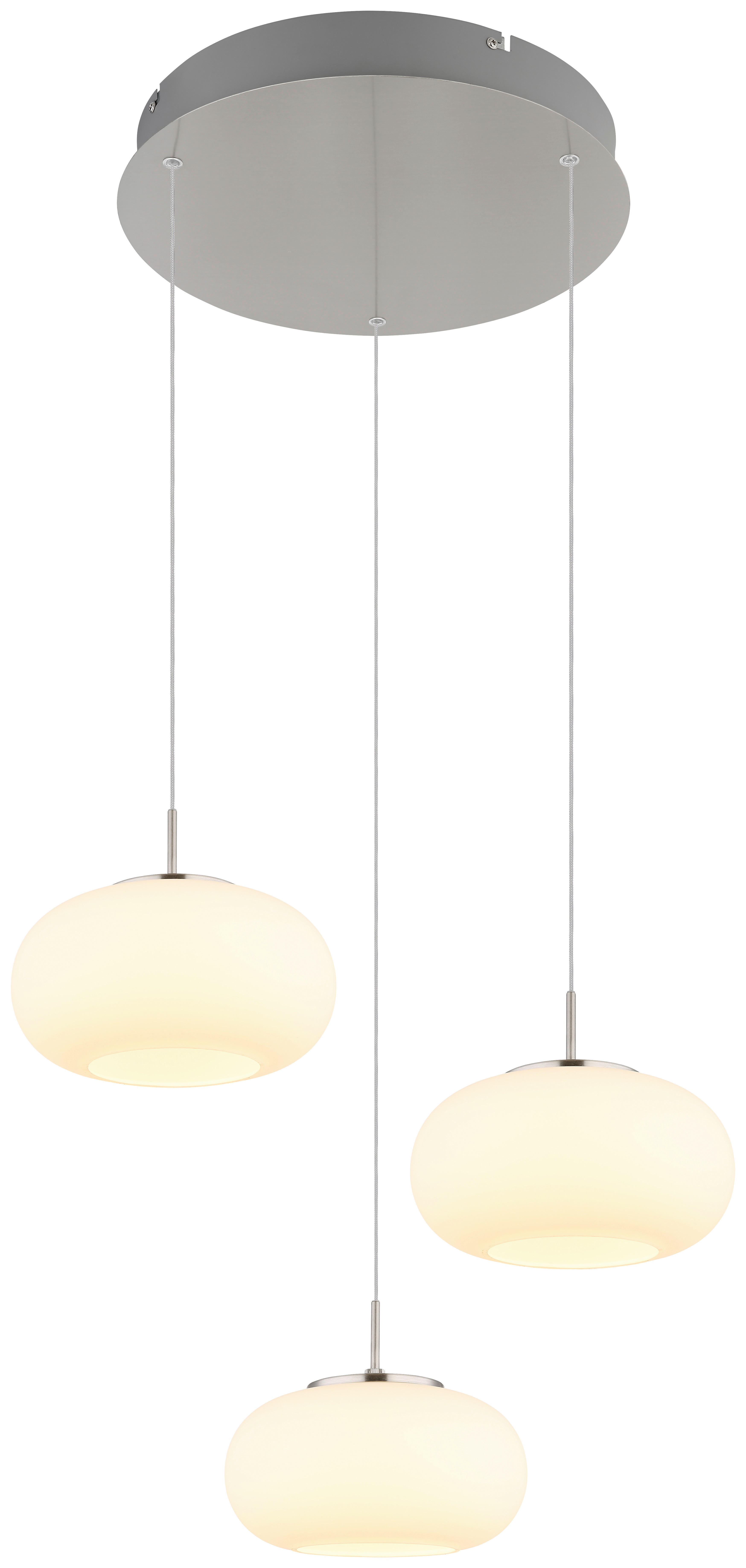GLOBO LED-Pendelleuchte nickel matt transparent Opal Glas Metall H/D: ca. 150x49 cm 1.0 Brennstellen QUINTARA - nickel matt/Opal (49,00/150,00cm) - GLOBO