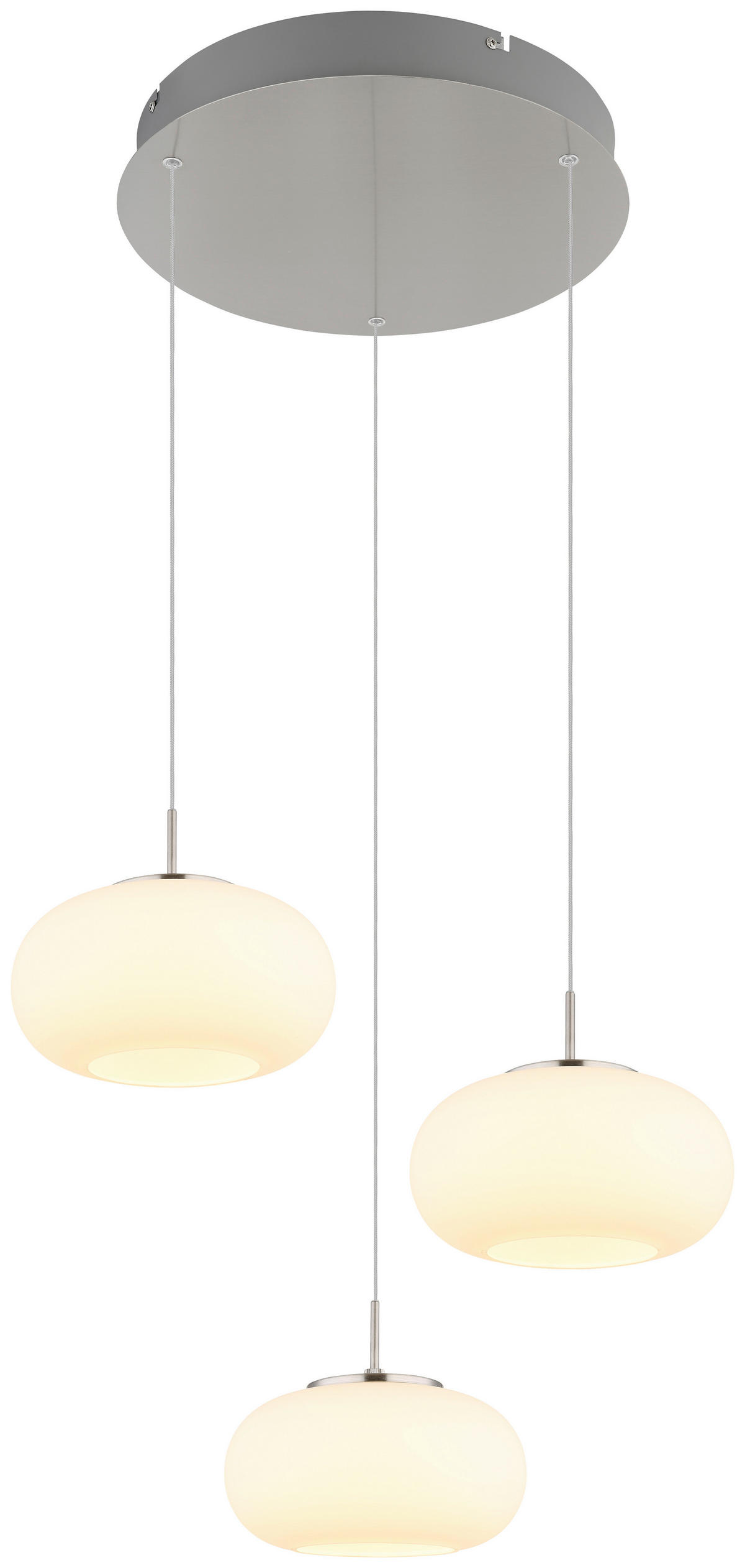 GLOBO LED-Pendelleuchte nickel matt transparent Opal Glas Metall H/D: ca. 150x49 cm 1.0 Brennstellen QUINTARA - nickel matt/Opal (49,00/150,00cm) - GLOBO
