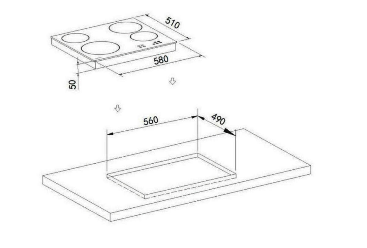 Mican Glaskeramikkochfeld CKA4Z schwarz Schwarzglas B/H/T: ca. 58x5x51 cm CKA4Z - schwarz (58,00/5,00/51,00cm) - Mican