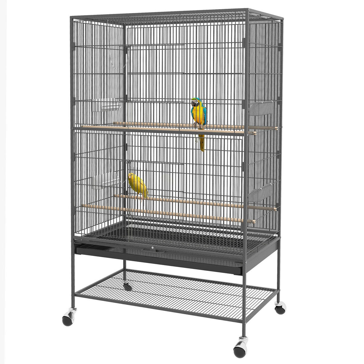 PawHut Tier-Zubehör grau Kunststoff B/H/L: ca. 57x94x153 cm Vogelkäfig - grau (153,00/57,00/94,00cm) - PawHut