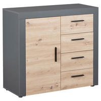 Kommode Corbeto 1T4S anthrazit Artisan Nachbildung B/H/T: ca. 94x86x40 cm Corbeto 1T4S - anthrazit (94,00/86,00/40,00cm) - Inter Link