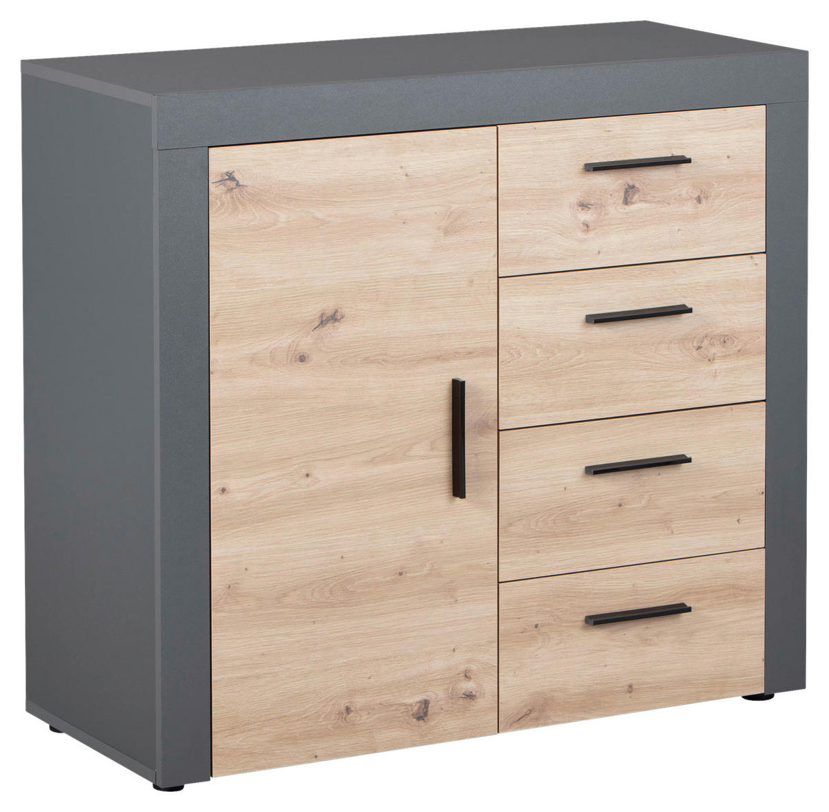 Kommode Corbeto 1T4S anthrazit Artisan Nachbildung B/H/T: ca. 94x86x40 cm Corbeto 1T4S - anthrazit (94,00/86,00/40,00cm) - Inter Link