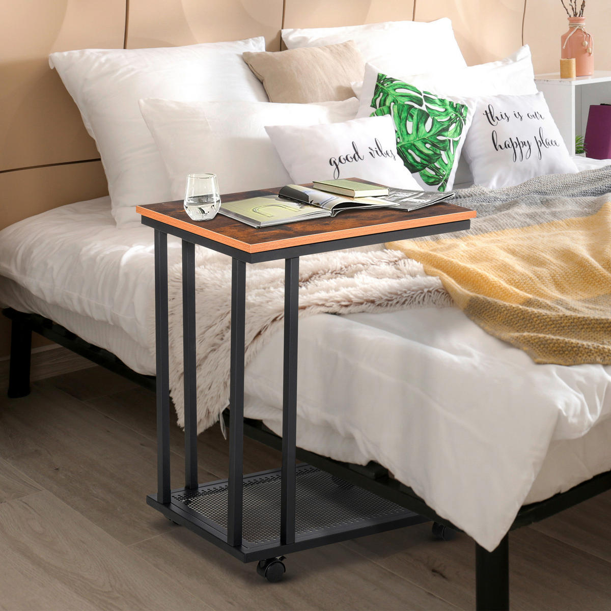 Beistelltisch 833-606 schwarz walnuss B/H/T: ca. 51x65x36 cm 833-606 - schwarz/walnuss (51,00/65,00/36,00cm) - HOMCOM