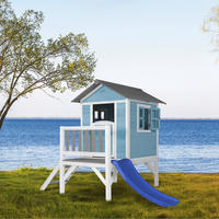 AXI Spielhaus Lodge XL blau B/H/T: ca. 240x189x167 cm Lodge XL - blau/weiß (240,00/189,00/167,00cm) - AXI