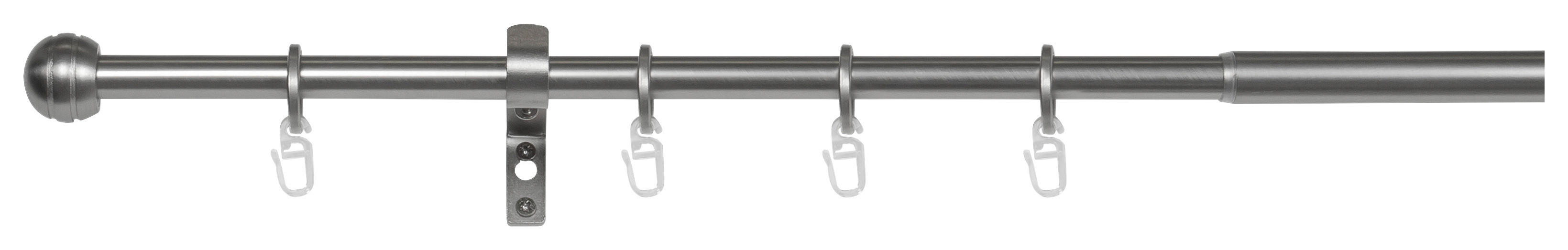 Gardinenstange Edelstahloptik Metall ausziehbar von ca. 120 bis 210 cm 1.0 Läufe Gardinenstange_Habito_Rillball - Edelstahloptik
