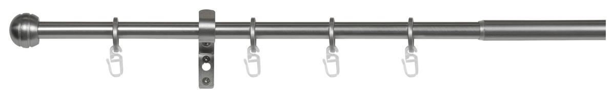 Gardinenstange Edelstahloptik Metall ausziehbar von ca. 120 bis 210 cm 1.0 Läufe Gardinenstange_Habito_Rillball - Edelstahloptik