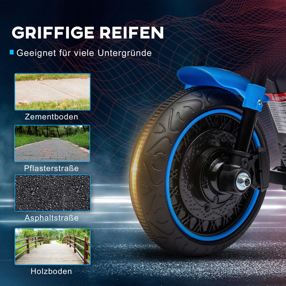 HOMCOM Kinder-Elektromotorrad schwarz B/H/L: ca. 42x57x76 cm Kinder-Elektromotorrad - blau/schwarz (76,00/42,00/57,00cm) - HOMCOM
