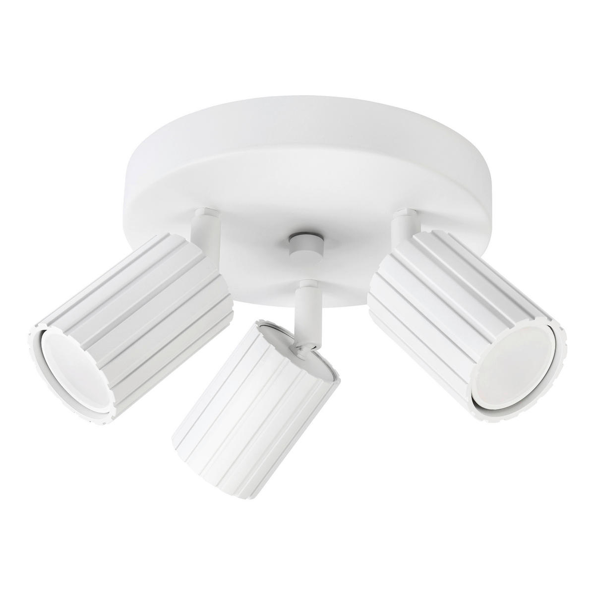 Lamkur Strahler weiß Stahl B/H/L: ca. 18x19,5x18 cm 3 Brennstellen Prisma - weiß (18,00/18,00/19,50cm) - Lamkur