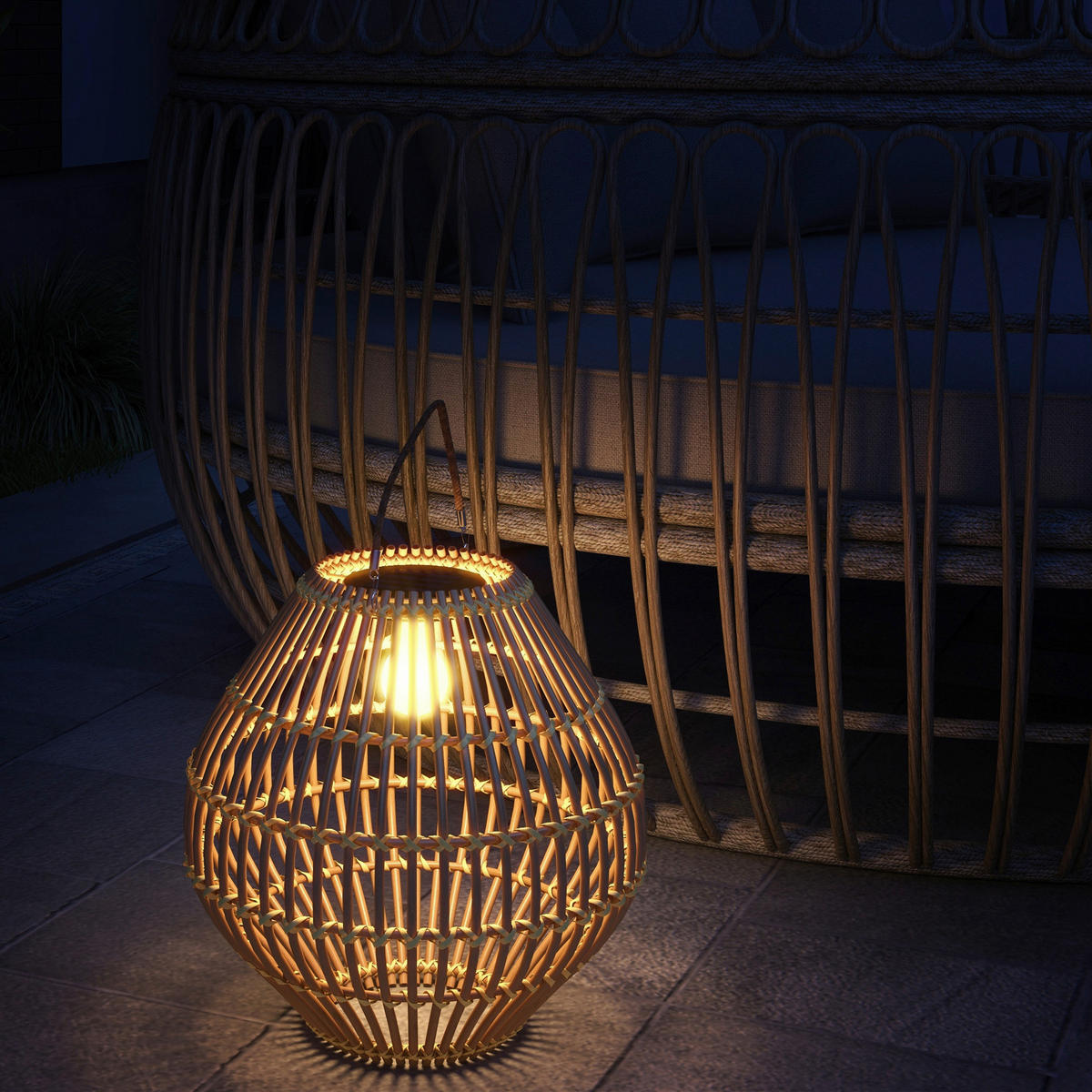 Solarleuchte 867-153V00YL gelb Polyrattan Edelstahl B/H/L: ca. 31x31x32 cm Rattan_Solarleuchte - gelb (32,00/31,00/31,00cm) - Outsunny