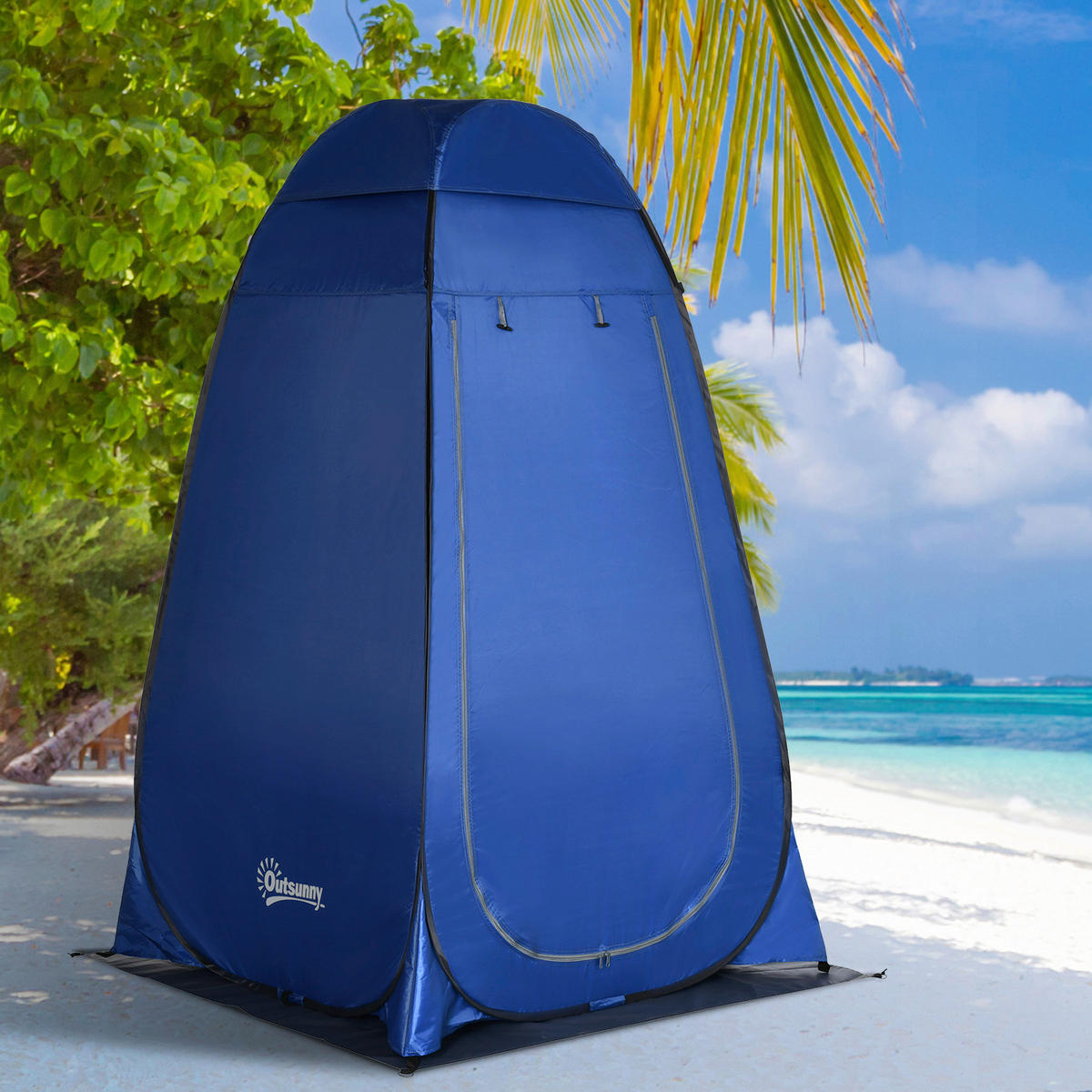 Outsunny Camping-Zubehör blau Polyester B/H/L: ca. 124x126x198 cm Duschzelt - blau (198,00/124,00/126,00cm) - Outsunny