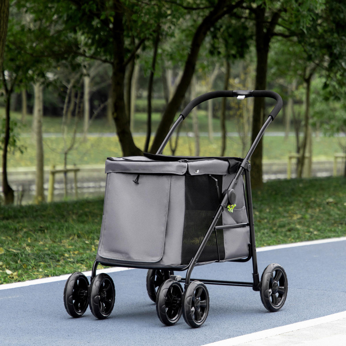 PawHut Hunde-Zubehör grau Polyester B/H/L: ca. 62x102x105 cm Hundewagen - grau (105,00/62,00/102,00cm) - PawHut