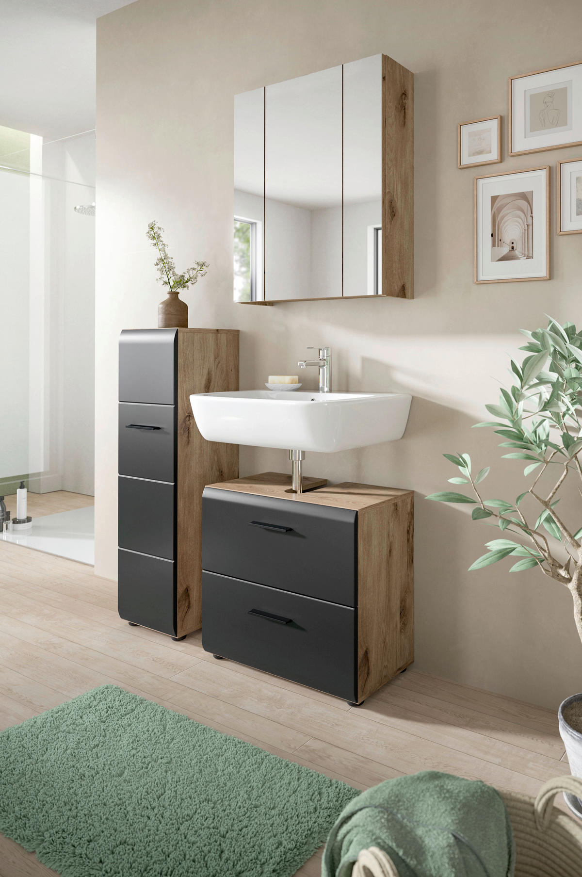 Stauraumelement Ice Nox Oak Nachbildung schwarz matt B/H/T: ca. 30x106x30 cm Ice - schwarz (30,00/106,00/30,00cm) - xonox.home
