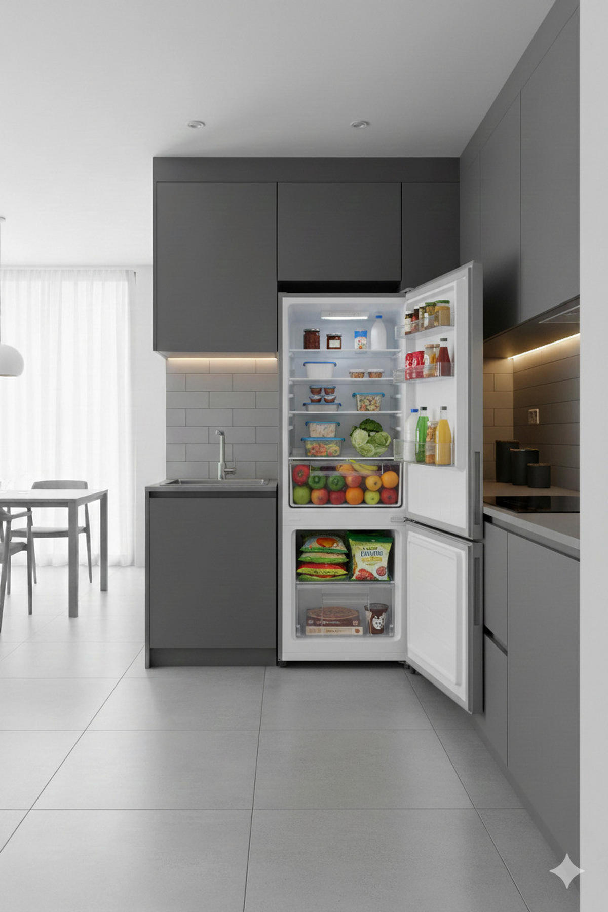 POCOline Kühl-/Gefrierkombination KGK144-205IX Inox B/H/T: ca. 54x144x55 cm Kühl-/Gefrierkombi KGK 144-205 IX - Inox (54,00/144,00/55,00cm) - POCOline