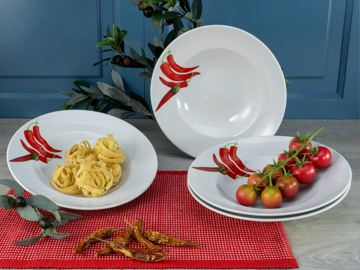 CreaTable Pastateller CHILLI weiß Porzellan CHILLI - weiß - CreaTable
