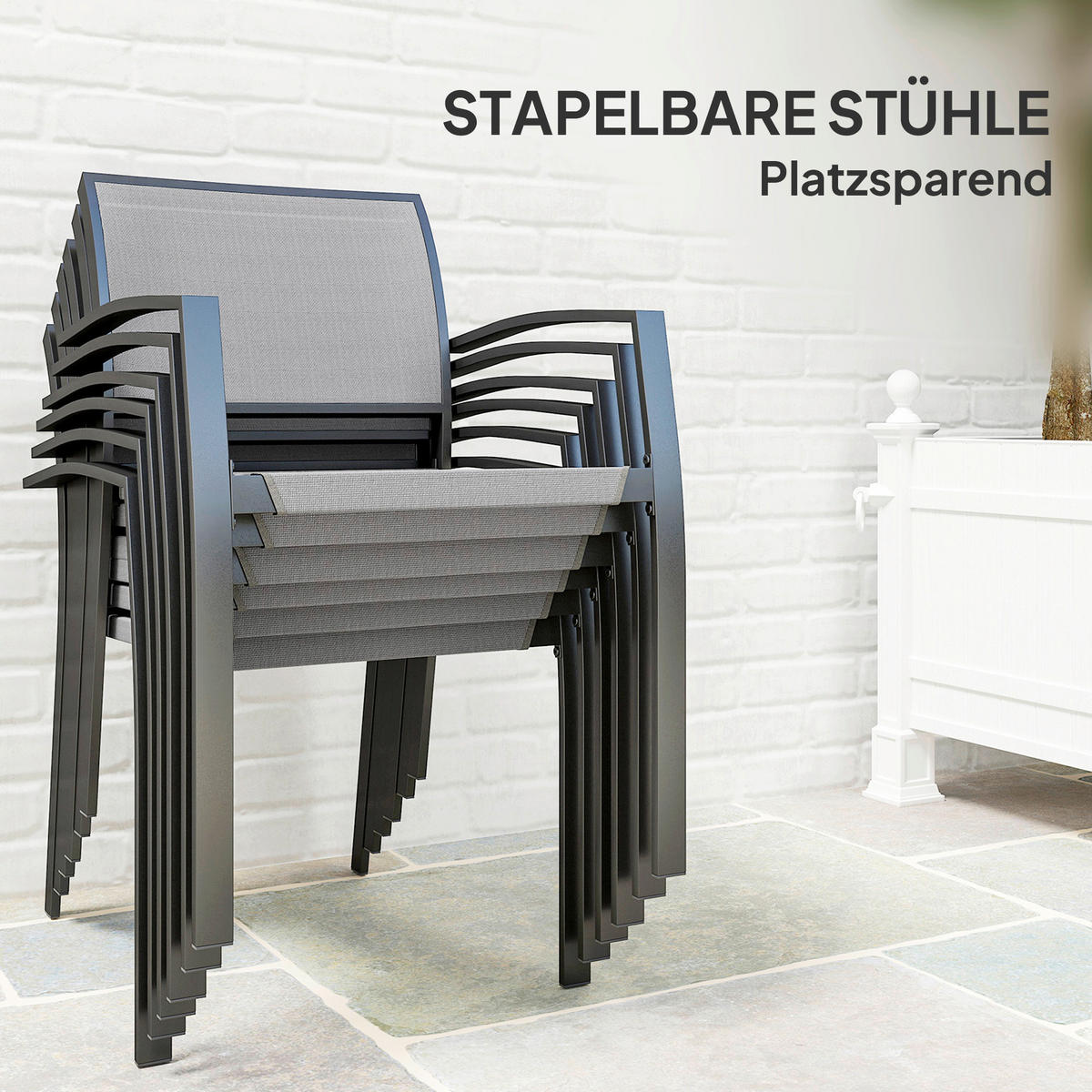 Outsunny Gartenmöbel-Set grau Kunststoff B/H/L: ca. 87x72x180 cm Gartenmöbel-Set - grau (180,00/87,00/72,00cm) - Outsunny