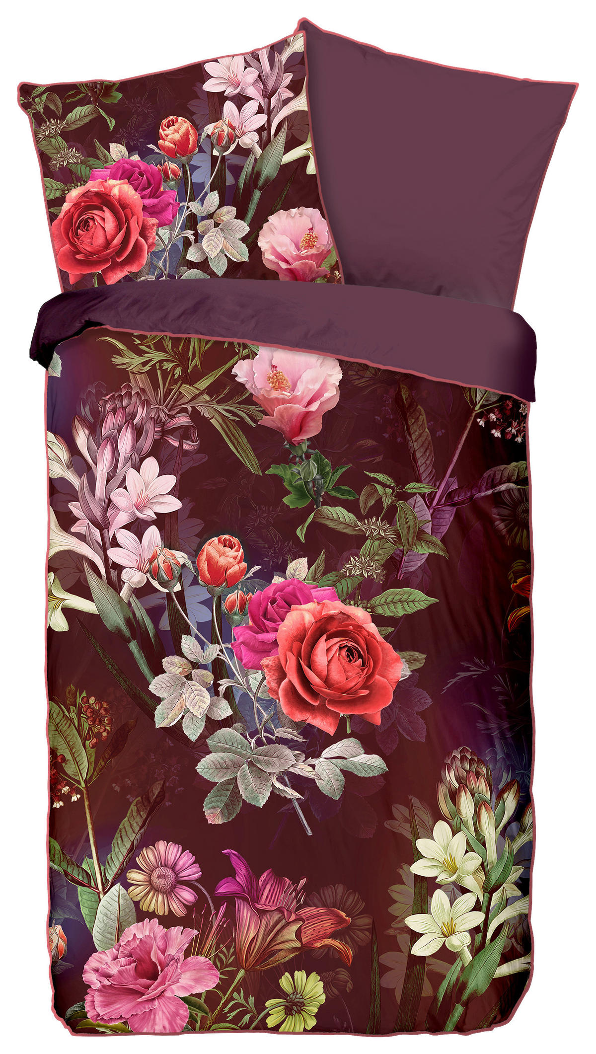 Baumwoll Bettwäsche Simone Satin Simone - bordeaux (155,00/220,00cm) - Descanso