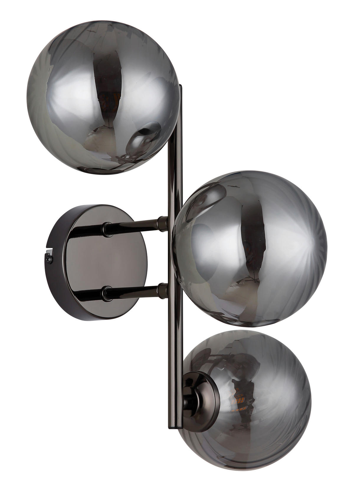 GLOBO LED-Wandleuchte Chrom schwarz Rauch Glas Metall B/H/T: ca. 28x25x36 cm 3 Brennstellen CONOR - schwarz/Rauch (28,00/25,00/36,00cm) - GLOBO
