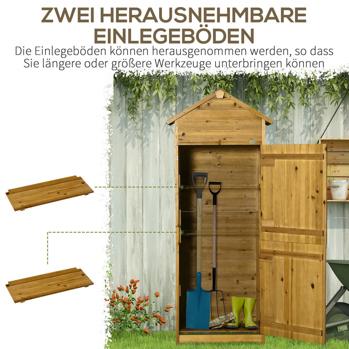 Outsunny Gartenhaus natur B/H/L: ca. 49x191,5x79 cm Gartenhaus - natur (79,00/49,00/191,50cm) - Outsunny