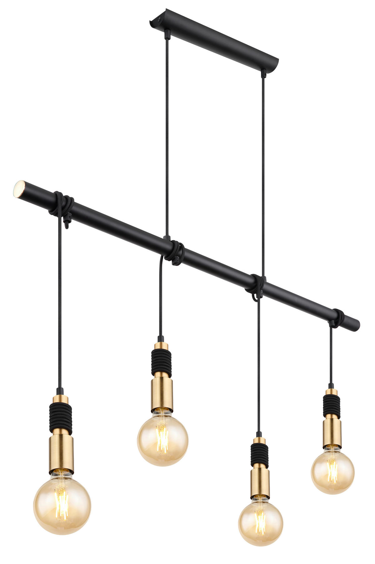 GLOBO Pendelleuchte schwarz messing Metall B/H/T: ca. 6x120x100 cm E27 4 Brennstellen ALEXIUS - messing/schwarz (6,00/120,00/100,00cm) - GLOBO