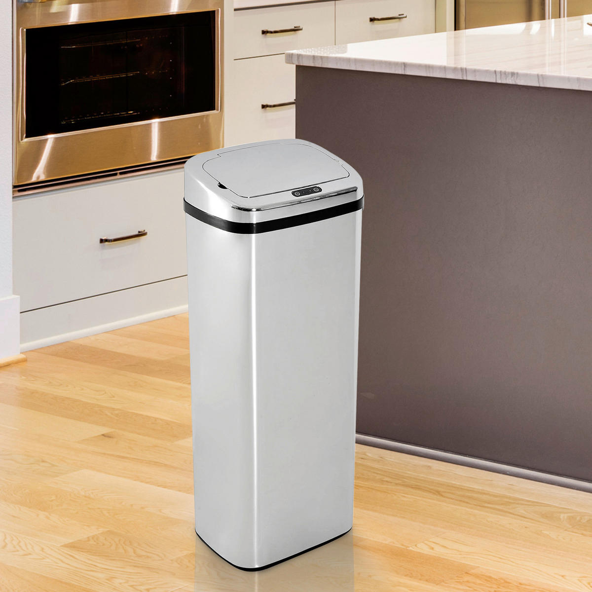 HOMCOM Mülleimer mit Sensor silber B/H/L: ca. 25x84x33 cm mit Sensor - schwarz/silber (33,00/25,00/84,00cm) - HOMCOM