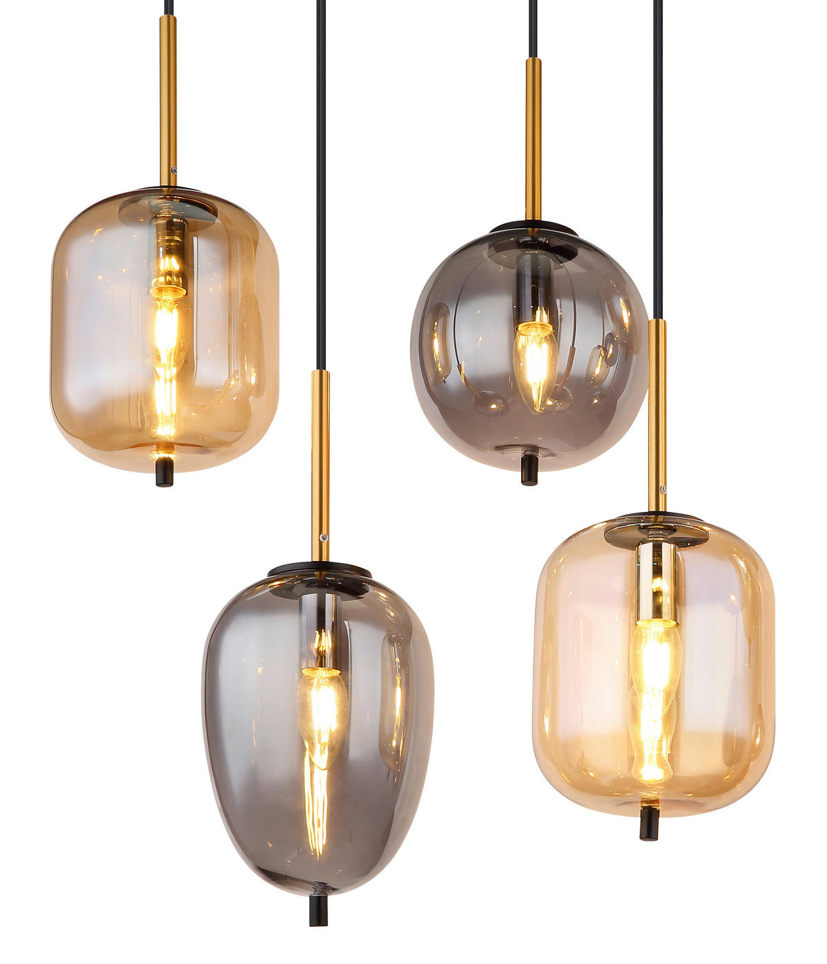 GLOBO Pendelleuchte mattschwarz Metall Glas B/H/T: ca. 34x120x102,5 cm 8.0 Brennstellen 15345-8A - mattschwarz (34,00/120,00/102,50cm) - GLOBO