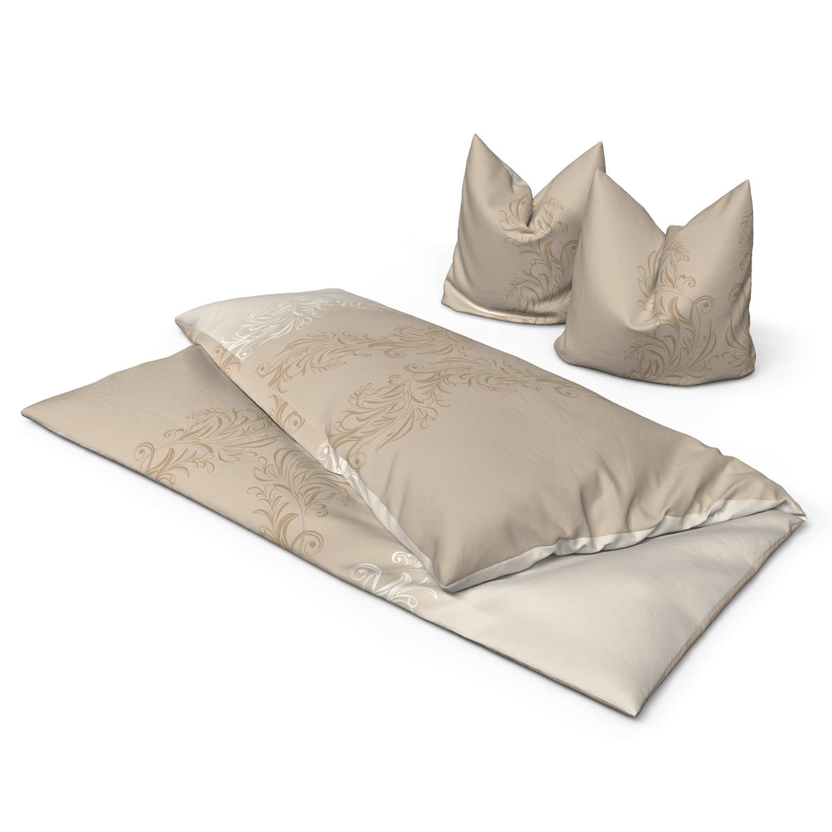 Baumwoll Bettwäsche Biber Bettwäsche_Biber_Catharina 200x200 - sand/taupe (200,00/200,00cm) - beau rêve