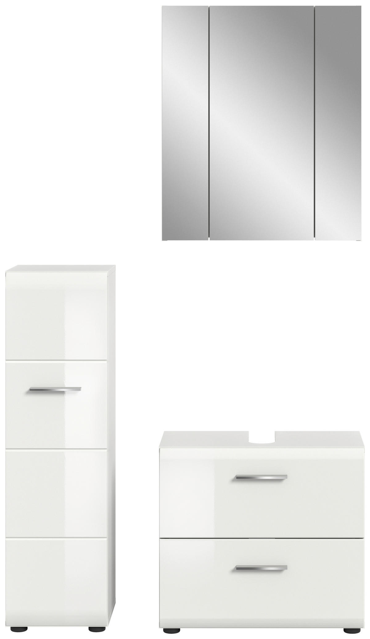 Badezimmer-Set Ice weiß weiß Hochglanz B/H/T: ca. 105x185x30 cm Ice - weiß (105,00/185,00/30,00cm) - xonox.home