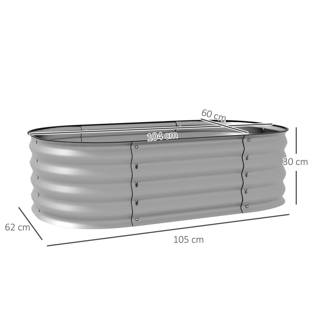Outsunny Hochbeet silber Metall B/H/L: ca. 62x30x105 cm Hochbeet - silber (105,00/62,00/30,00cm) - Outsunny