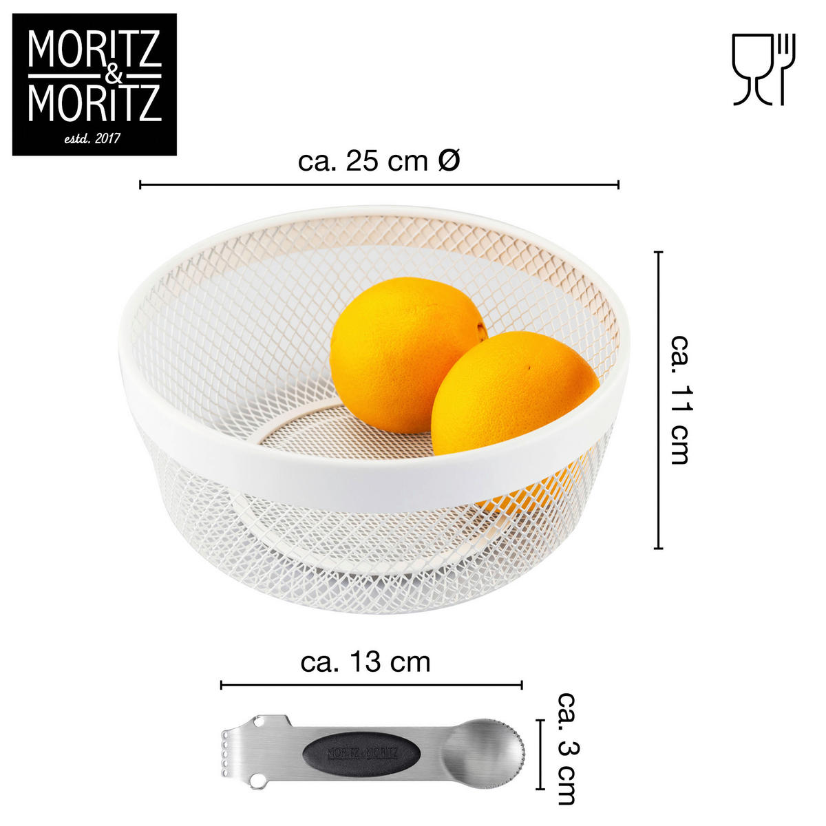 Moritz & Moritz Obstkorb weiß Metall H/D: ca. 11x25 cm Obstkorb_rund - weiß (25,00/11,00cm) - Moritz & Moritz