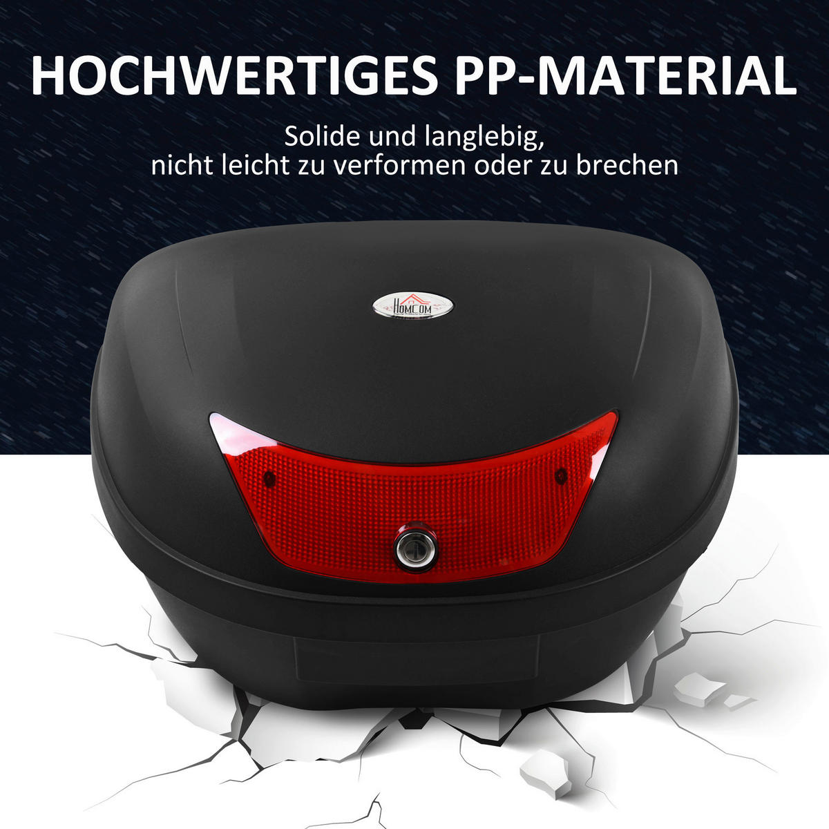 HOMCOM Motorrad-Koffer B/H/L: ca. 43x33x59 cm Motorrad-Koffer 48l - schwarz (59,00/43,00/33,00cm) - HOMCOM