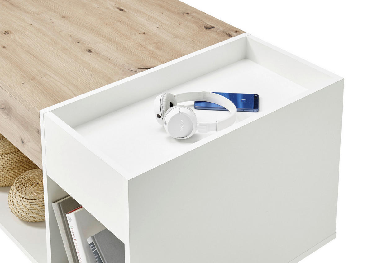 Couchtisch Eiche Artisan weiß B/H/T: ca. 110x44x60 cm Emil_1_83-053-T2_Couchtisch - Eiche/weiß (110,00/44,00/60,00cm)