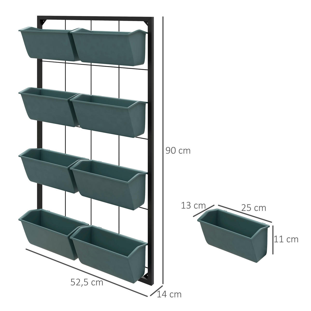 Outsunny Pflanzenständer schwarz Polypropylen B/H/L: ca. 14x52,5x90 cm Pflanzenregal - schwarz (90,00/14,00/52,50cm) - Outsunny