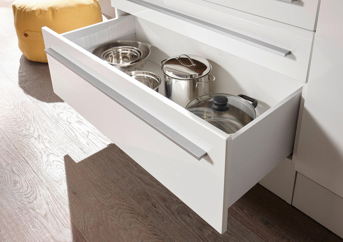 Respekta Doppelblock Premium weiß hochglänzend B/H/T: ca. 320x200x60 cm Premium - weiß/Edelstahl (320,00/200,00/60,00cm) - Respekta