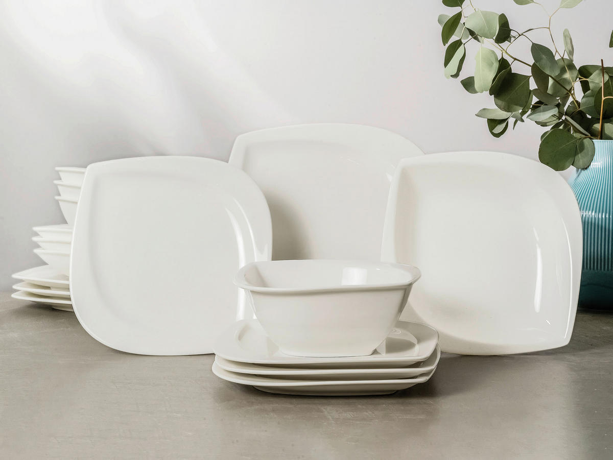 CreaTable Kombiservice Melbourne weiß Porzellan 16 tlg. Melbourne - weiß - CreaTable