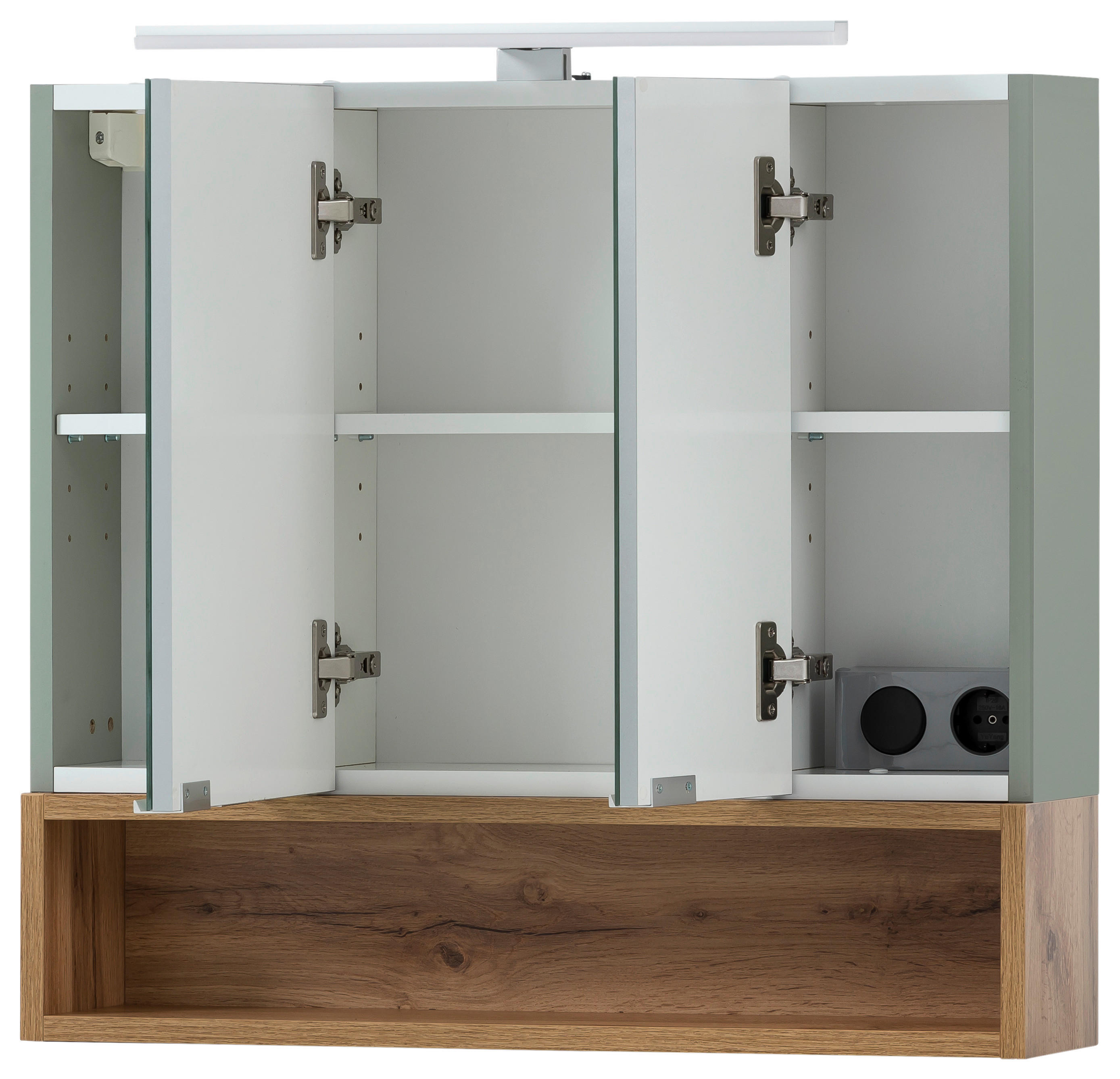 Spiegelschrank Smilla Eiche Landhaus Nachbildung Pistazie B/H/T: ca. 67x64,7x16 cm Smilla - Eiche/Pistazie (67,00/64,70/16,00cm) - Möbelpartner