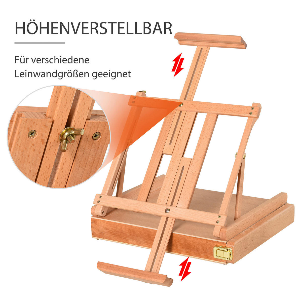HOMCOM Staffelei natur Edelstahl B/H/L: ca. 36x42x12,5 cm Staffelei - natur (12,50/36,00/42,00cm) - HOMCOM