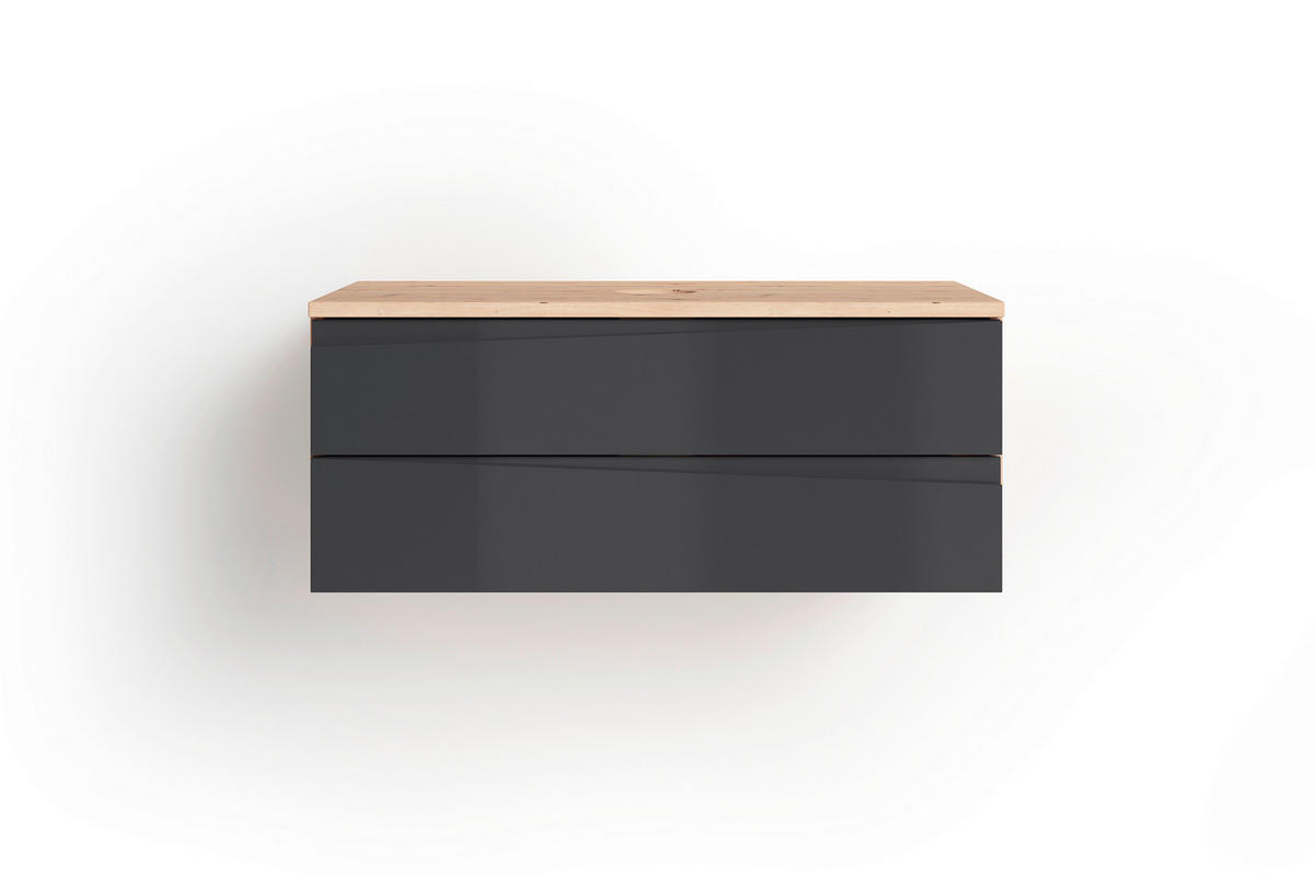 Waschbeckenunterschrank SHAPE Eiche Artisan Nachbildung anthrazit B/H/T: ca. 80x33x47 cm SHAPE - Eiche/anthrazit (80,00/33,00/47,00cm) - byLIVING