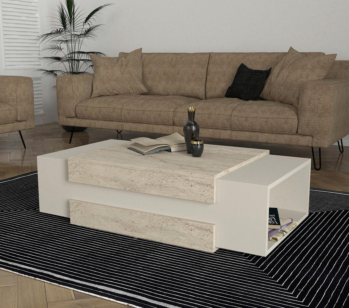 Couchtisch Nora beige granit Optik B/H/T: ca. 110x57x31 cm Nora - beige/granit (110,00/57,00/31,00cm) - moebel17