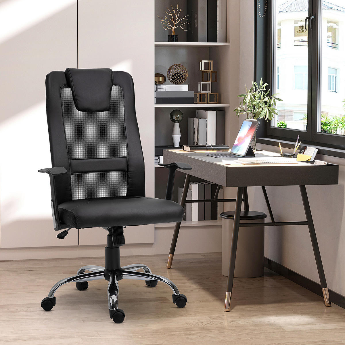 Drehstuhl 921-141BK schwarz 921-141BK - schwarz (66,00/108,00/73,00cm) - Vinsetto