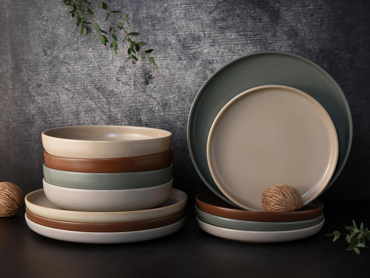 CreaTable Tafelservice uno NATURAL multicolor Steinzeug 12 tlg. uno NATURAL - multicolor - CreaTable