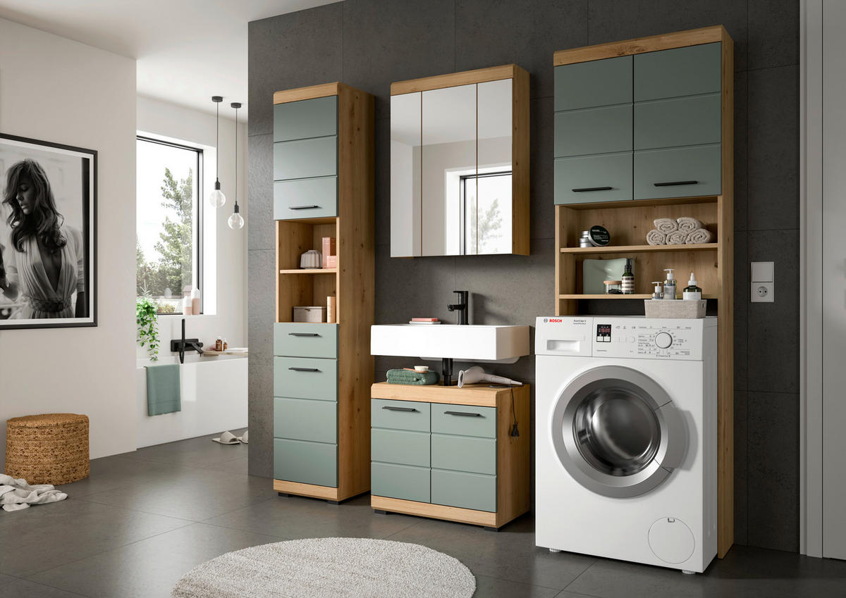 Badezimmer-Set Scout Eiche Artisan Nachbildung salbei Nachbildung B/H/T: ca. 190x191x34 cm Scout - Eiche/salbei (190,00/191,00/34,00cm) - xonox.home
