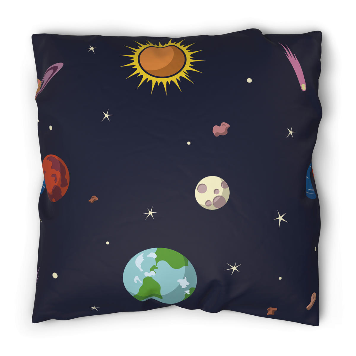 Microfaser Bettwäsche Jugendbettwäsche Weltall - mehrfarbig/dunkelblau (135,00/200,00cm)