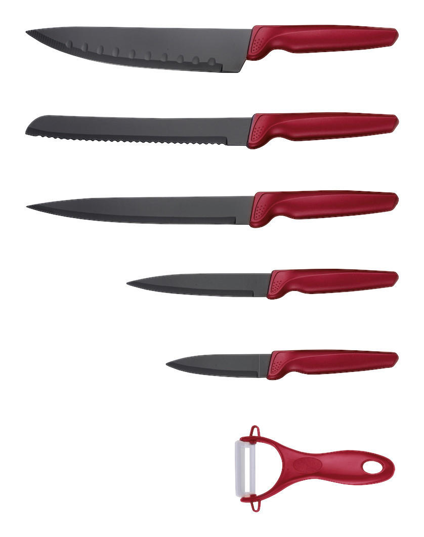 MICHELINO Messerset rot Edelstahl 6 tlg. Messerset_6tlg. - rot - MICHELINO