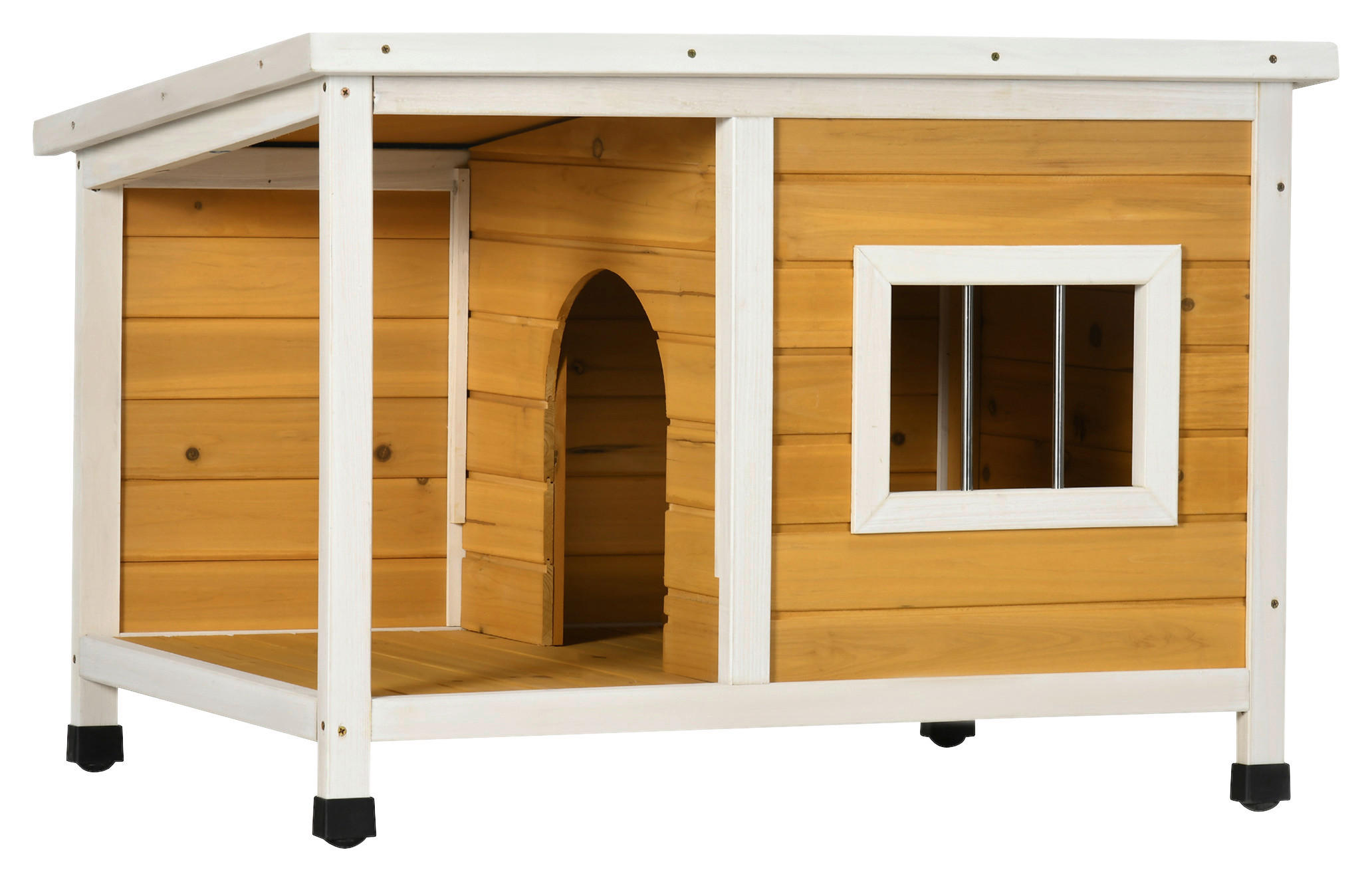 PawHut Hundehütte orange Holz B/H/L: ca. 62x60x85,5 cm Hundehütte - orange (85,50/62,00/60,00cm) - PawHut