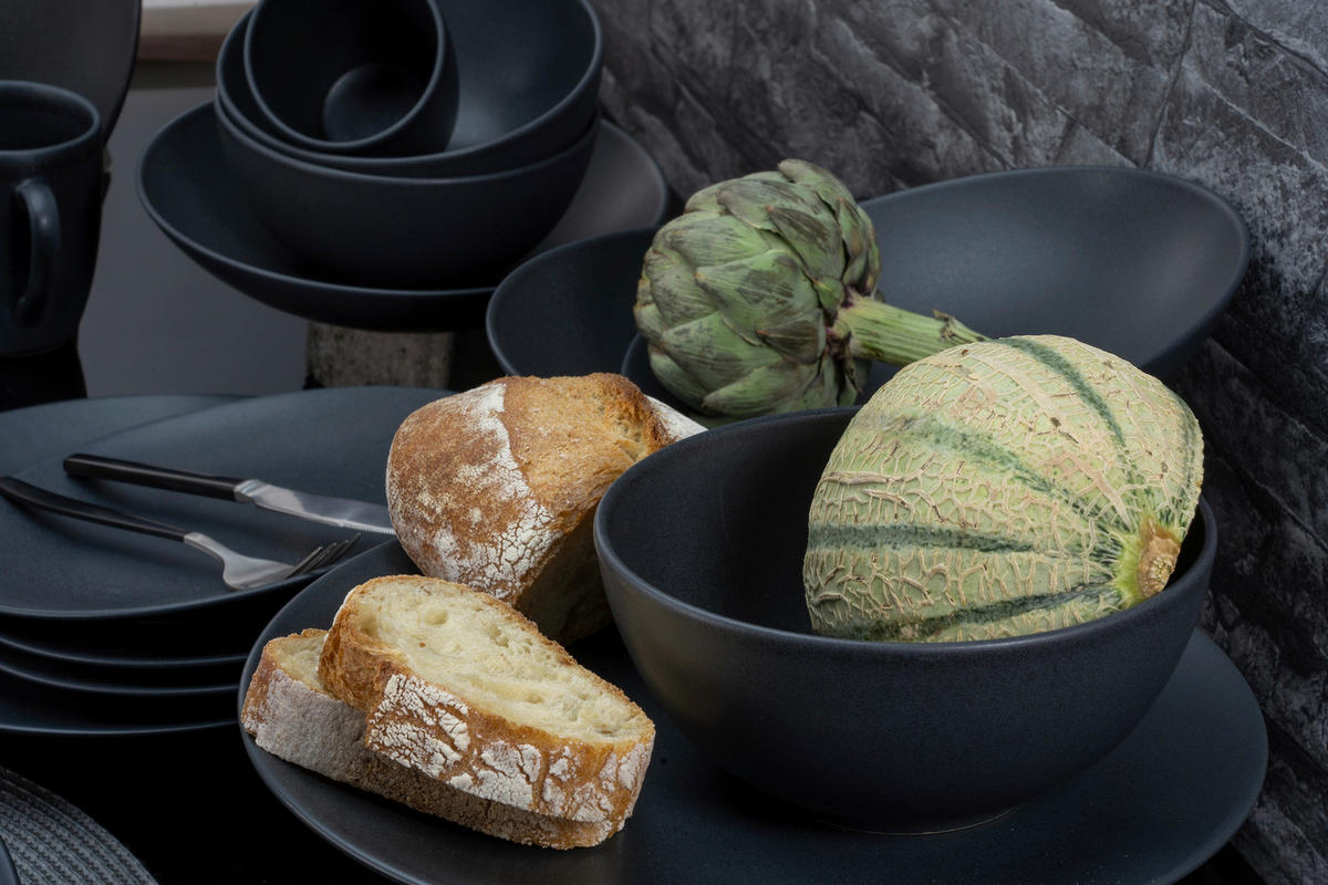 CreaTable Kombiservice Soft Touch mattschwarz Steinzeug 16 tlg. Soft Touch - mattschwarz - CreaTable