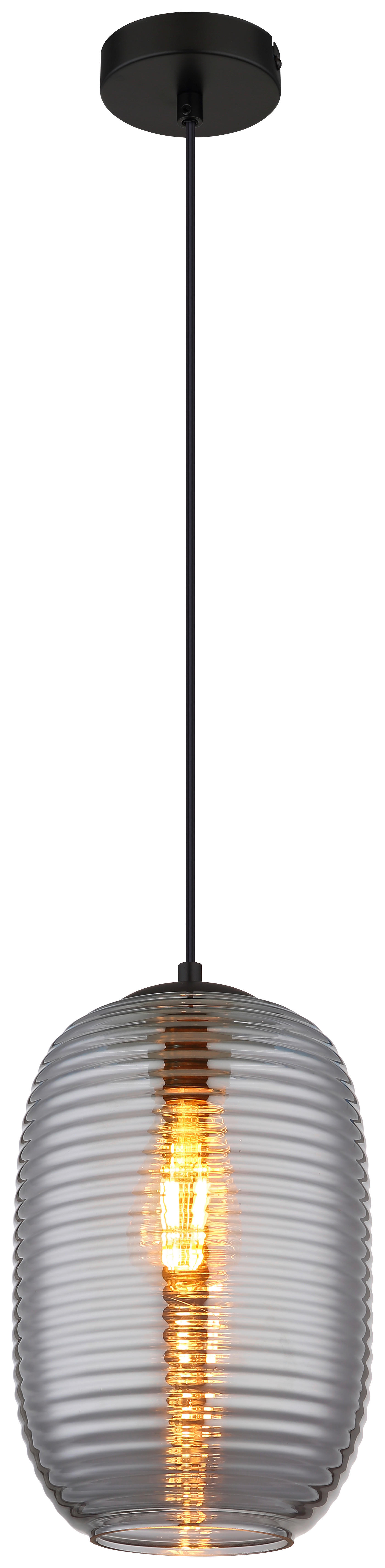 GLOBO Pendelleuchte JEFREY 15794H Rauch schwarz Metall H/D: ca. 120x20 cm E27 1 Brennstellen JEFREY - schwarz/Rauch (20,00/120,00cm) - GLOBO