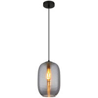 GLOBO Pendelleuchte JEFREY 15794H Rauch schwarz Metall H/D: ca. 120x20 cm E27 1 Brennstellen JEFREY - schwarz/Rauch (20,00/120,00cm) - GLOBO