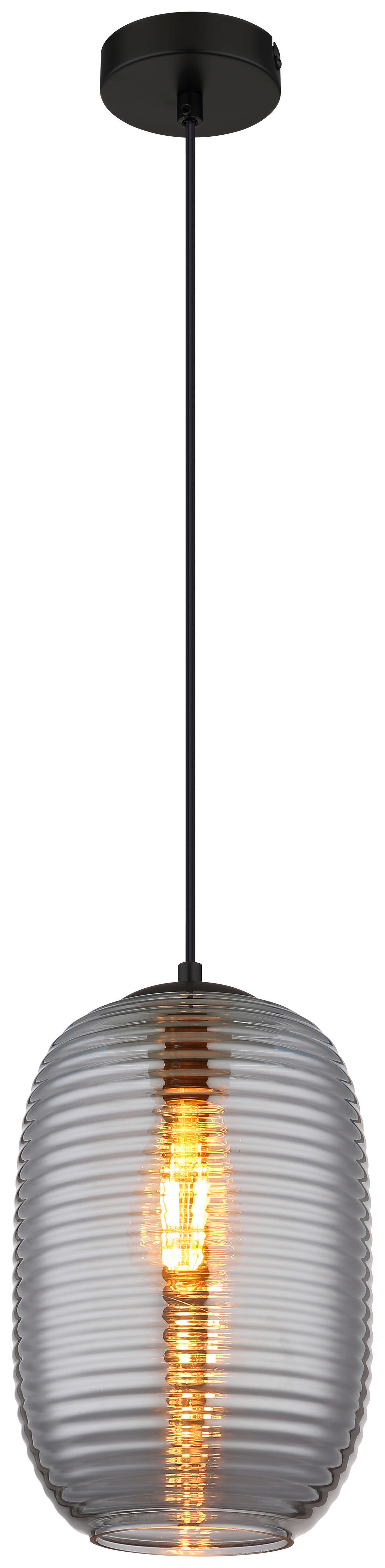 GLOBO Pendelleuchte JEFREY 15794H Rauch schwarz Metall H/D: ca. 120x20 cm E27 1 Brennstellen JEFREY - schwarz/Rauch (20,00/120,00cm) - GLOBO